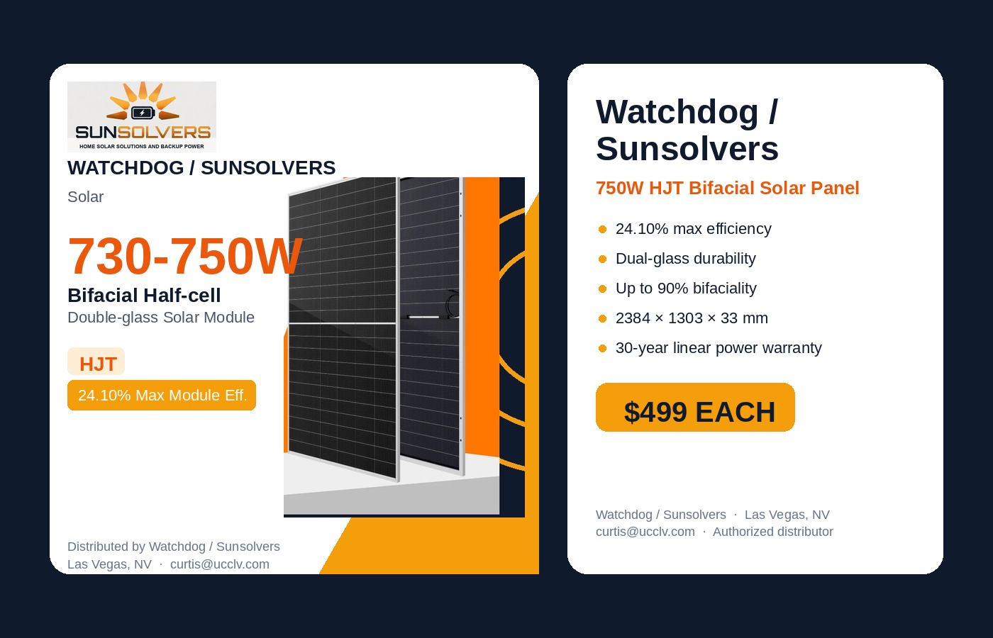 Watchdog / Sunsolvers 750W HJT bifacial solar panel