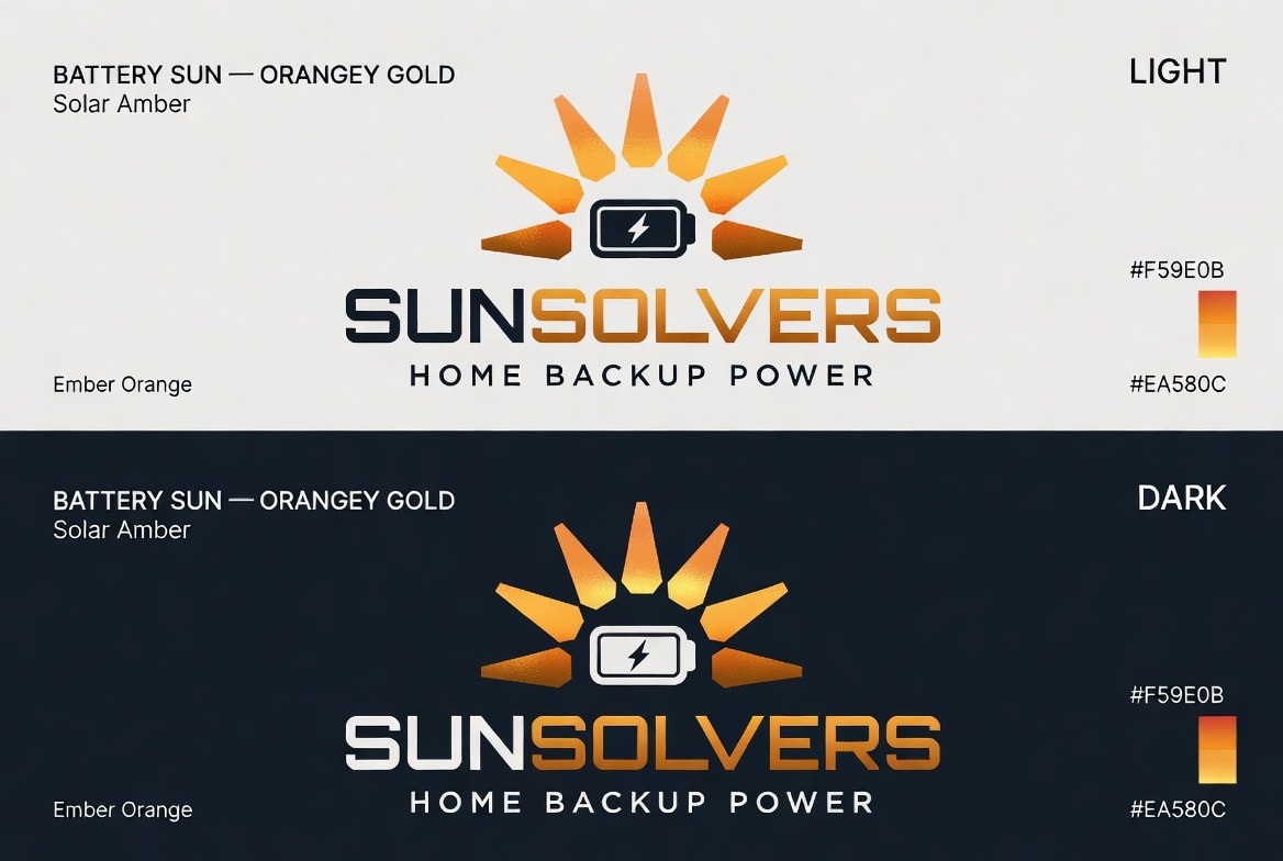 Sunsolvers brand sheet showing light and dark logos